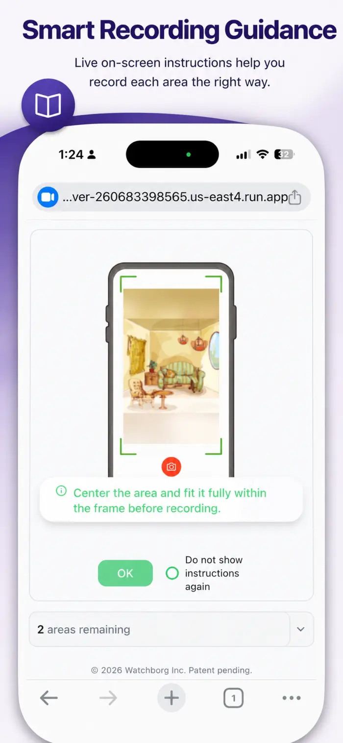 Screenshot showing the recording interface opening screen