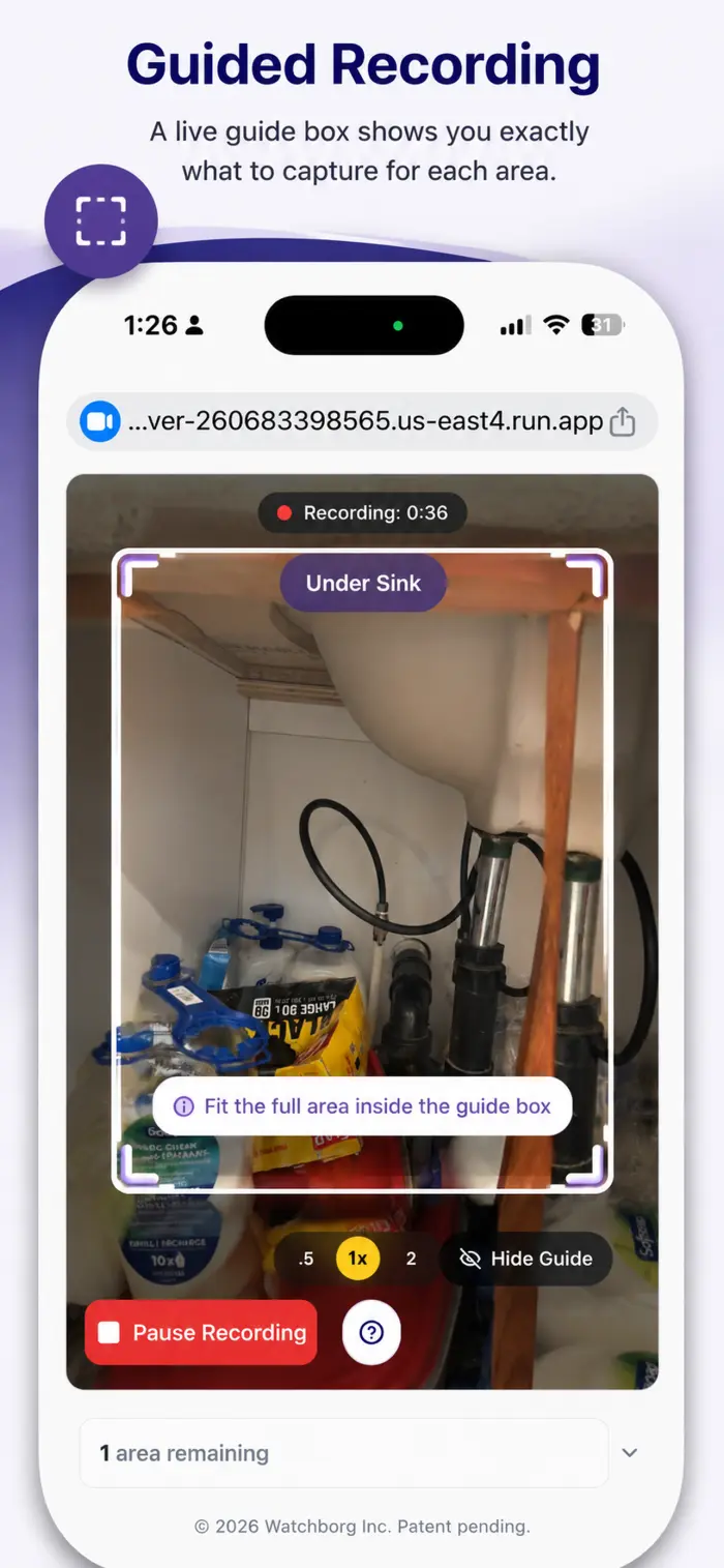Screenshot showing active recording of a property section