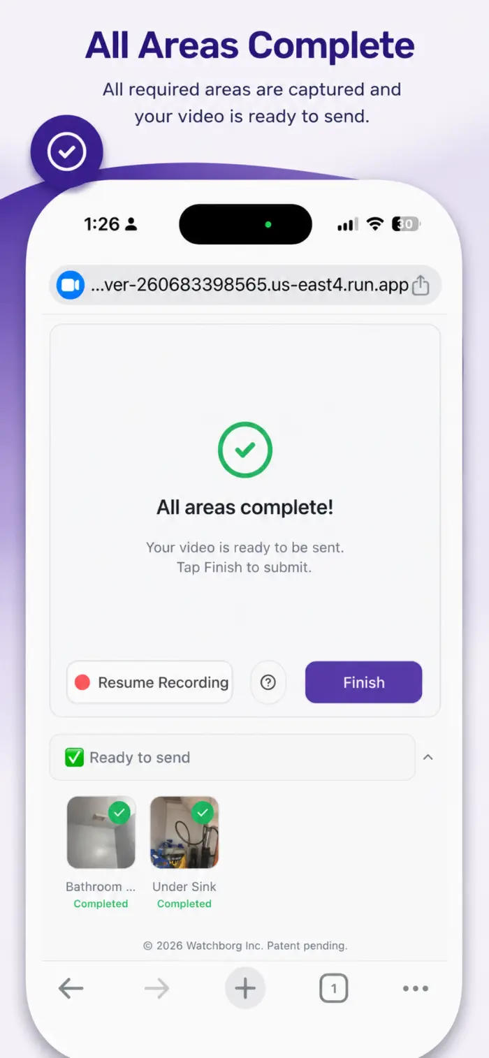 Screenshot showing inspection processing status