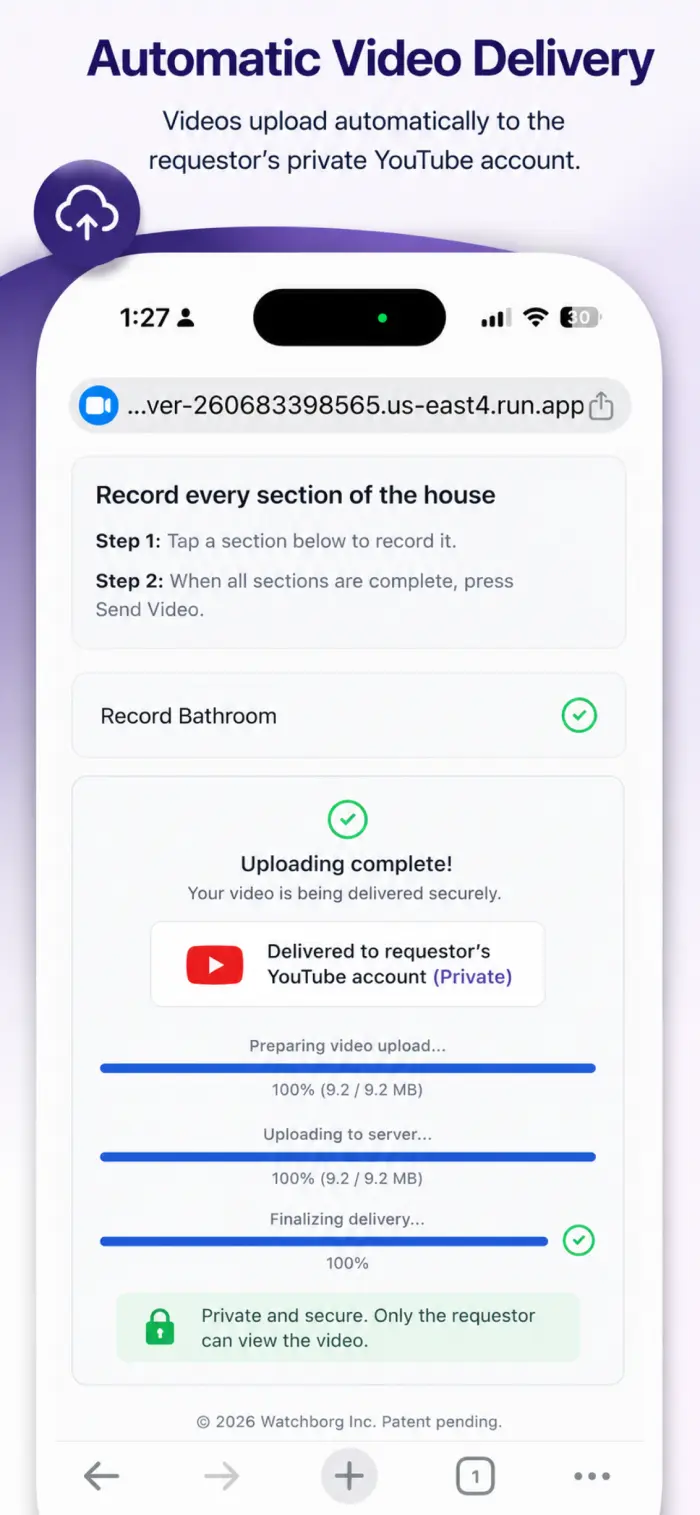 Screenshot showing inspection completion notification